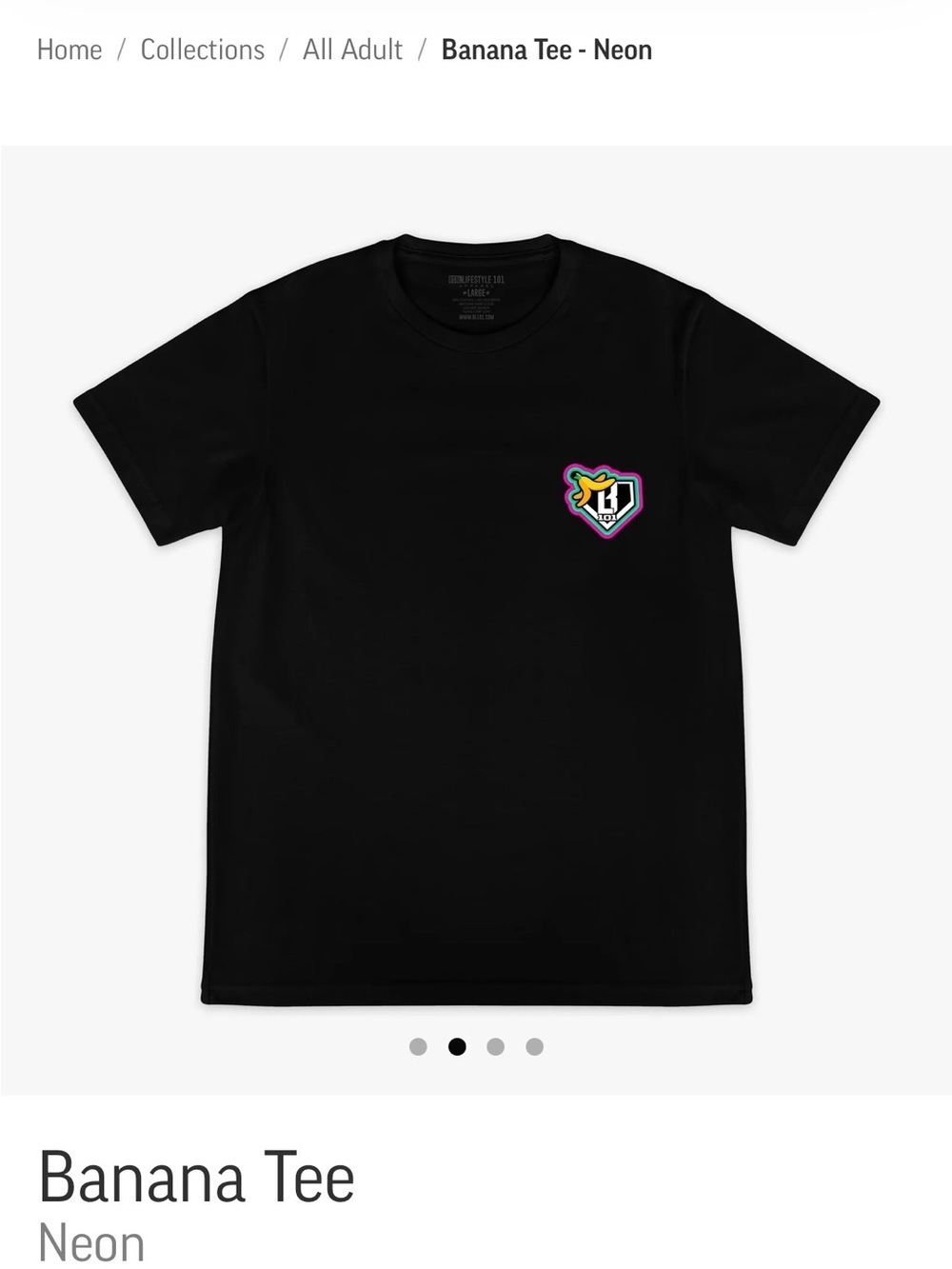 Baseball Lifestyle 101 Neon Banana Adult Tee